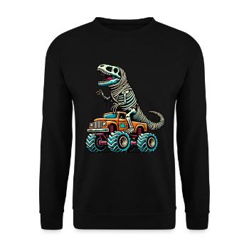 Dinosaurier Auf Monstertruck Motorsport Liebhaber - Unisex Pullover - Schwarz - Vorne - Alina (178cm) & Michal (187cm)