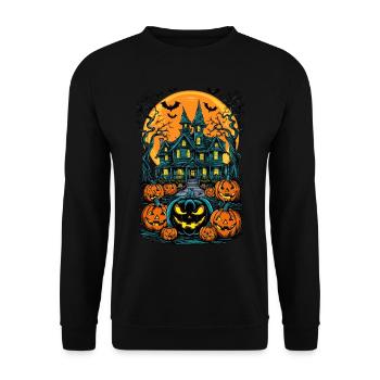 Spooky Haunted House Spooky Haunted Villa - Unisex Sweatshirt - black - Front - Alina (178cm) & Michal (187cm)