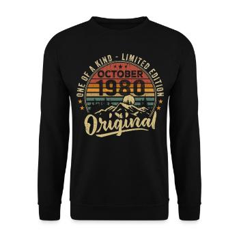 Birthday Gift | Vintage Born October 1980 - Unisex Sweatshirt - black - Front - Alina (178cm) & Michal (187cm)