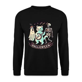 Joyeux Halloween Chat Drôle Chats Fête - Sweat-shirt Unisexe - noir - Devant - Alina (178cm) & Michal (187cm)