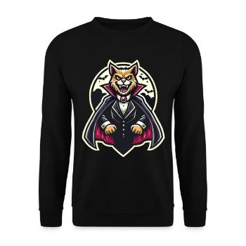 Vampire Cat Cute Halloween Cat - Unisex Sweatshirt - black - Front - Alina (178cm) & Michal (187cm)