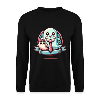 dad ghost father with child funny halloween - Unisex Sweatshirt - black - Front - Alina (178cm) & Michal (187cm)