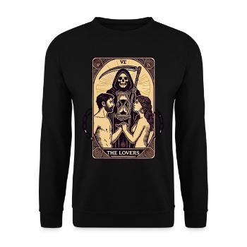 Tarotkarten Design Das Liebespaar Halloween - Unisex Pullover - Schwarz - Vorne - Alina (178cm) & Michal (187cm)