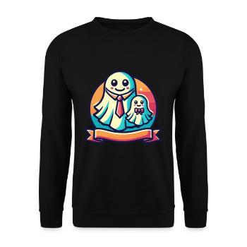 dad ghost father with child funny halloween - Unisex Sweatshirt - black - Front - Alina (178cm) & Michal (187cm)