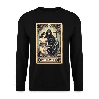 Conception de la carte de tarot Les amoureux Halloween - Sweat-shirt Unisexe - noir - Devant - Alina (178cm) & Michal (187cm)