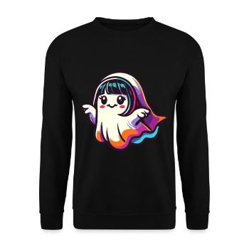 Goth Girl Ghost Cute Halloween Ghost - Unisex Sweatshirt - black - Front - Alina (178cm) & Michal (187cm)