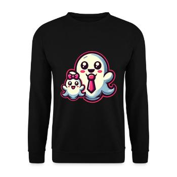 dad ghost father with child funny halloween - Unisex Sweatshirt - black - Front - Alina (178cm) & Michal (187cm)
