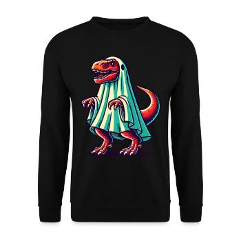 Cute Dinosaur Ghost Funny T-Rex - Unisex Sweatshirt - black - Front - Alina (178cm) & Michal (187cm)