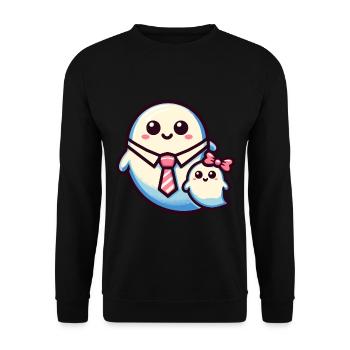 Dad Ghost Scary Halloween Costume Idea - Unisex Sweatshirt - black - Front - Alina (178cm) & Michal (187cm)