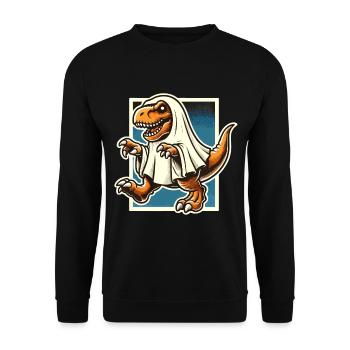 Cute Dinosaur Ghost Funny T-Rex - Unisex Sweatshirt - black - Front - Alina (178cm) & Michal (187cm)