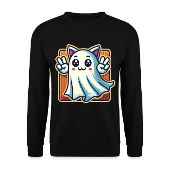 Cat Ears Ghost Kemonomimi Girl Costume Idea - Unisex Sweatshirt - black - Front - Alina (178cm) & Michal (187cm)