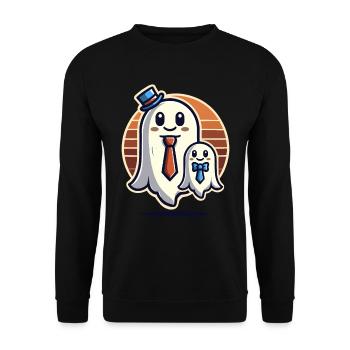 dad ghost father with child funny halloween - Unisex Sweatshirt - black - Front - Alina (178cm) & Michal (187cm)