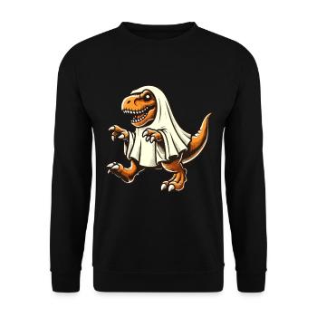 Cute Dinosaur Ghost Funny T-Rex - Unisex Sweatshirt - black - Front - Alina (178cm) & Michal (187cm)