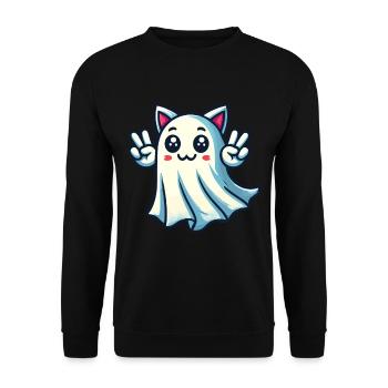 Cat Ears Ghost Costume Idea Kemonomimi Girl - Unisex Sweatshirt - black - Front - Alina (178cm) & Michal (187cm)