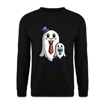 Papa Gespenst Vater Mit Sohn Lustiges Halloween - Unisex Pullover - Schwarz - Vorne - Alina (178cm) & Michal (187cm)