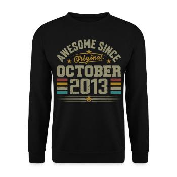 Né en Octobre 2013 | Anniversaire Octobre 2013 - Sweat-shirt Unisexe - noir - Devant - Alina (178cm) & Michal (187cm)