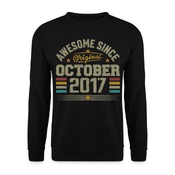 Né en Octobre 2017 | Anniversaire Octobre 2017 - Sweat-shirt Unisexe - noir - Devant - Alina (178cm) & Michal (187cm)