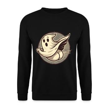 Funny Halloween Ghost Freak Under Sheet - Unisex Sweatshirt - black - Front - Alina (178cm) & Michal (187cm)