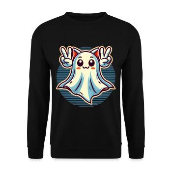 Cat Ears Ghost Kemonomimi Girl Halloween - Unisex Sweatshirt - black - Front - Alina (178cm) & Michal (187cm)