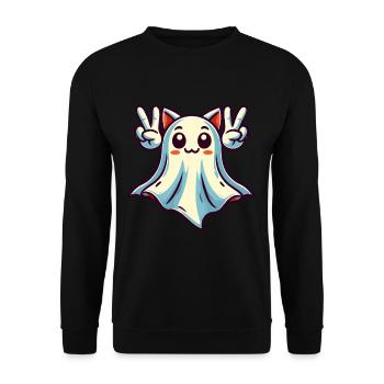 Cat Ears Ghost Kemonomimi Girl Halloween - Unisex Sweatshirt - black - Front - Alina (178cm) & Michal (187cm)
