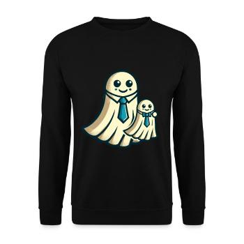 Dad Ghost Father with Child Funny Halloween - Unisex Sweatshirt - black - Front - Alina (178cm) & Michal (187cm)