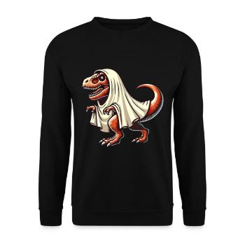 Cute Dinosaur Ghost Funny T-Rex - Unisex Sweatshirt - black - Front - Alina (178cm) & Michal (187cm)