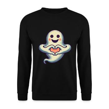 My Halloween Boo Niedlicher Liebe Geist - Unisex Pullover - Schwarz - Vorne - Alina (178cm) & Michal (187cm)