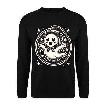 Funny Magician Ghost Cute Halloween - Unisex Sweatshirt - black - Front - Alina (178cm) & Michal (187cm)