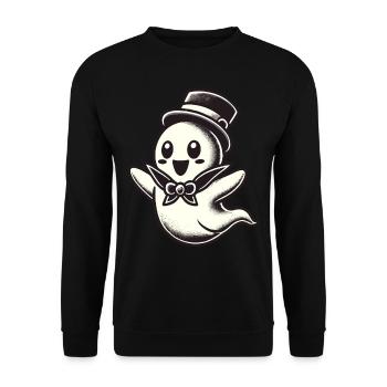 Funny Magician Ghost Cute Halloween - Unisex Sweatshirt - black - Front - Alina (178cm) & Michal (187cm)