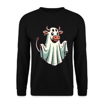 Funny Cow Ghost Bull Sheet Costume Idea - Unisex Sweatshirt - black - Front - Alina (178cm) & Michal (187cm)