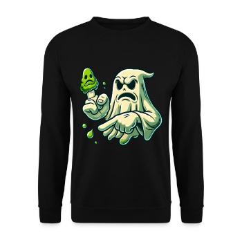 Lustiger Popel Geist Retro Cartoon Stil Booger - Unisex Pullover - Schwarz - Vorne - Alina (178cm) & Michal (187cm)
