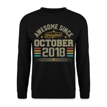 Né en Octobre 2018 | Anniversaire Octobre 2018 - Sweat-shirt Unisexe - noir - Devant - Alina (178cm) & Michal (187cm)