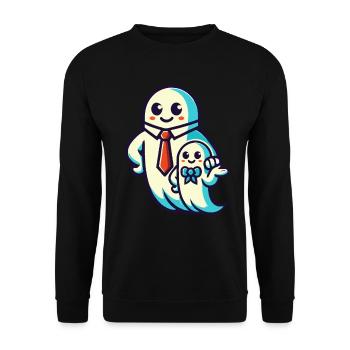 papa fantôme père avec son fils drôle halloween - Sweat-shirt Unisexe - noir - Devant - Alina (178cm) & Michal (187cm)