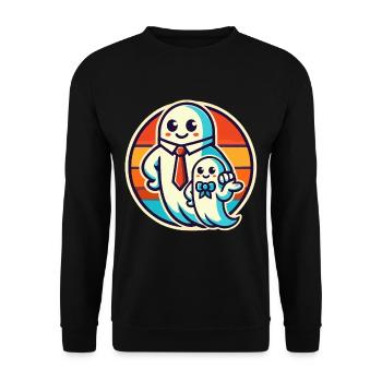 dad ghost father with child funny halloween - Unisex Sweatshirt - black - Front - Alina (178cm) & Michal (187cm)