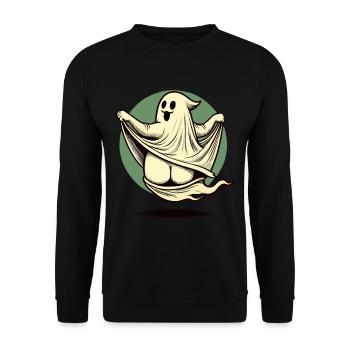 Funny Halloween Ghost Freak Under Sheet - Unisex Sweatshirt - black - Front - Alina (178cm) & Michal (187cm)