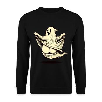 Funny Halloween Ghost Freak Under Sheet - Unisex Sweatshirt - black - Front - Alina (178cm) & Michal (187cm)