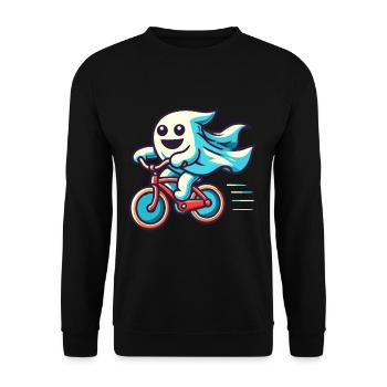 Bicycle Riding Ghost Funny Ghost - Unisex Sweatshirt - black - Front - Alina (178cm) & Michal (187cm)