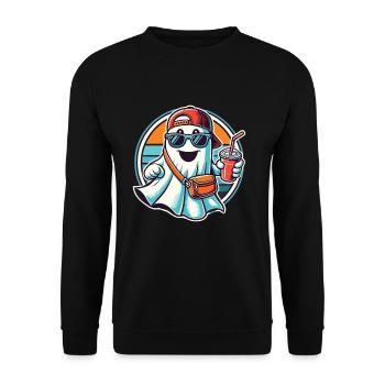 Boo-Jee Gespenst Lustiger Modischer Geist - Unisex Pullover - Schwarz - Vorne - Alina (178cm) & Michal (187cm)