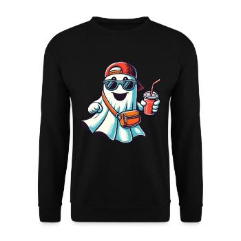 Boo-Jee Gespenst Lustiger Modischer Geist - Unisex Pullover - Schwarz - Vorne - Alina (178cm) & Michal (187cm)