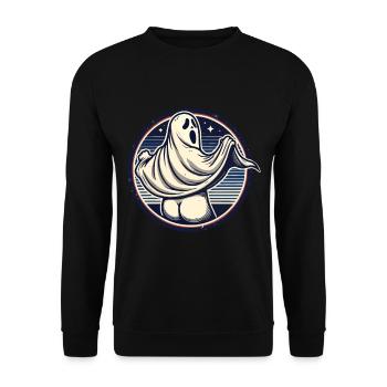 Funny Halloween Ghost Freak Under Sheet - Unisex Sweatshirt - black - Front - Alina (178cm) & Michal (187cm)