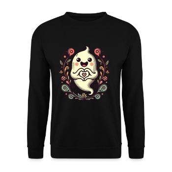 My Halloween Boo Niedlicher Liebe Geist - Unisex Pullover - Schwarz - Vorne - Alina (178cm) & Michal (187cm)