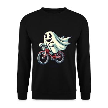 Bicycle Riding Ghost Funny Ghost - Unisex Sweatshirt - black - Front - Alina (178cm) & Michal (187cm)