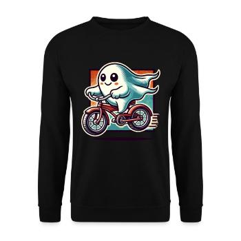 Bicycle Riding Ghost Funny Ghost - Unisex Sweatshirt - black - Front - Alina (178cm) & Michal (187cm)