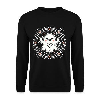 My Halloween Boo Niedlicher Liebe Geist - Unisex Pullover - Schwarz - Vorne - Alina (178cm) & Michal (187cm)