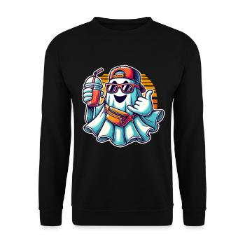 Boo-Jee Gespenst Lustiger Modischer Geist - Unisex Pullover - Schwarz - Vorne - Alina (178cm) & Michal (187cm)