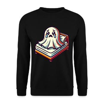 Sad Ghost Funny Ghost Design - Unisex Sweatshirt - black - Front - Alina (178cm) & Michal (187cm)