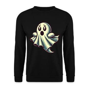 Erschrockenes Gespenst Lustiges Geister Design - Unisex Pullover - Schwarz - Vorne - Alina (178cm) & Michal (187cm)