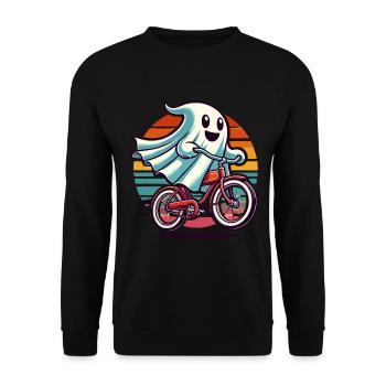 Fahrrad Fahrendes Gespenst Lustiger Geist - Unisex Pullover - Schwarz - Vorne - Alina (178cm) & Michal (187cm)