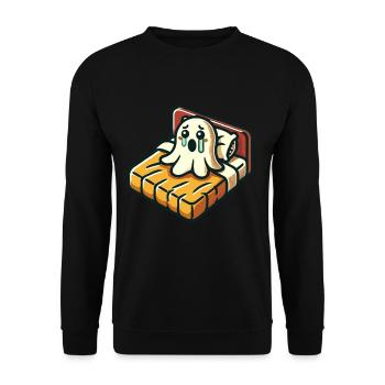 Sad Ghost Funny Ghost Design - Unisex Sweatshirt - black - Front - Alina (178cm) & Michal (187cm)
