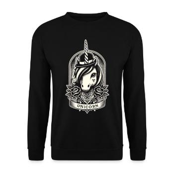 Creepy Gothic Unicorn Aesthetic Goth Design - Unisex Sweatshirt - black - Front - Alina (178cm) & Michal (187cm)